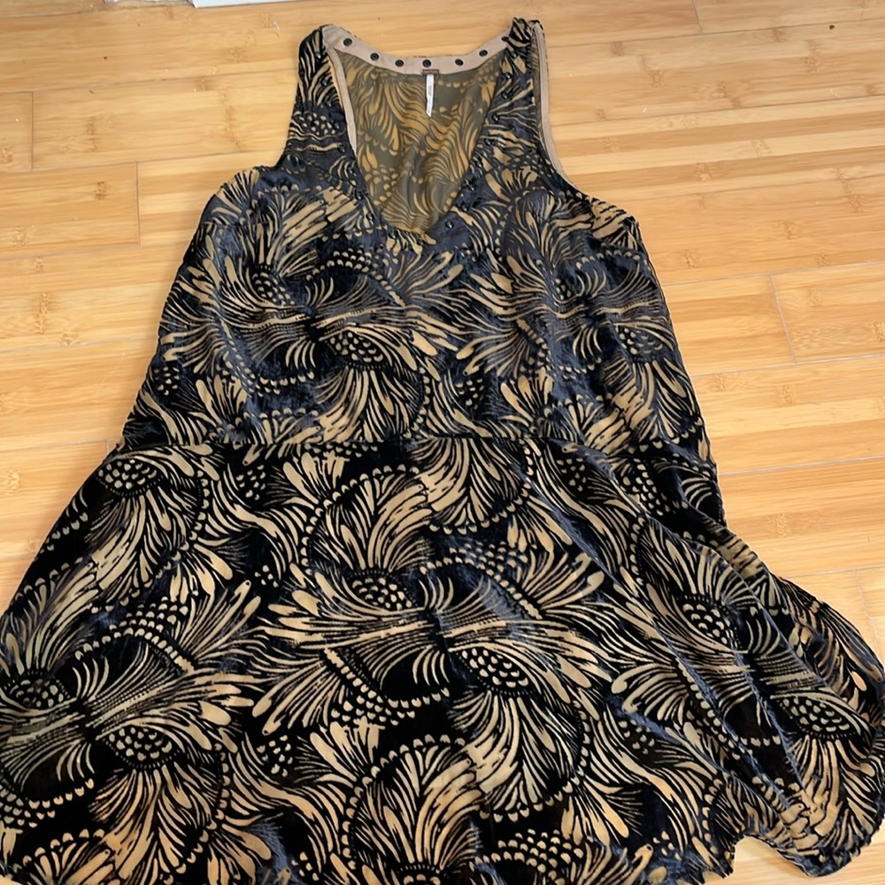 Free people Ellie burnout blue velvet dress
